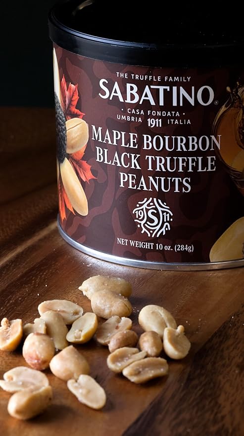 Sabatino Maple Bourbon Black Truffle Peanuts ??Gourmet Roasted Peanuts with Maple Bourbon & Black