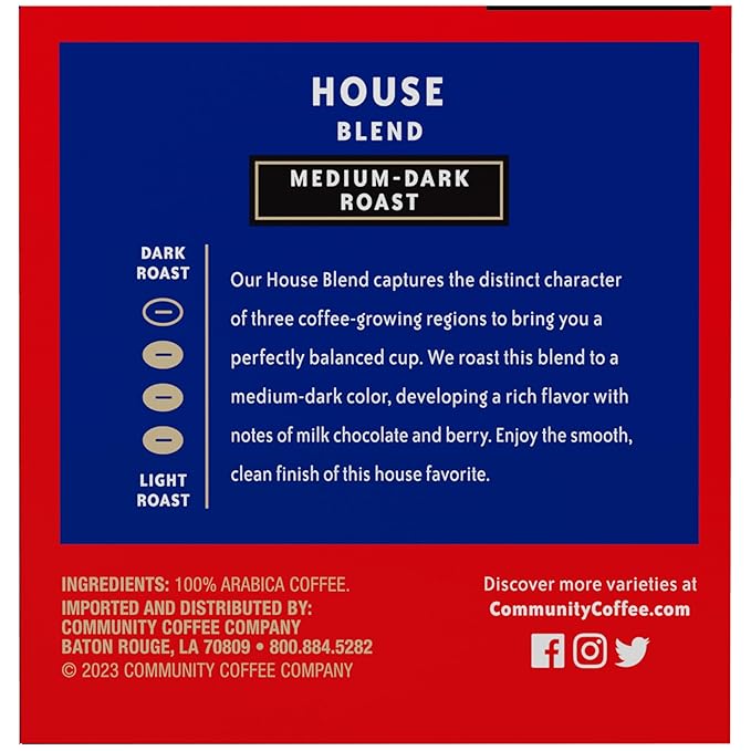 Community Coffee House Blend 72 Count Coffee Pods, Medium Dark Roast, Compatible with Keurig 2.0
