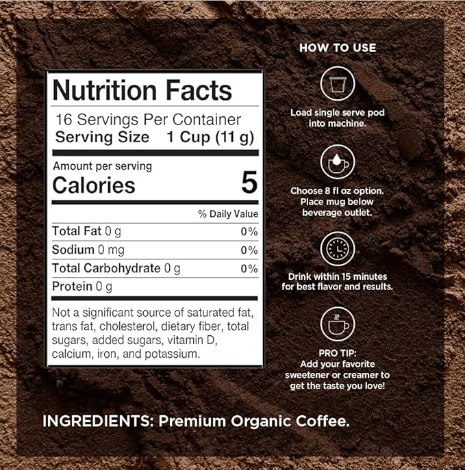 VitaCup Organic Perfect Dark Roast Decaf Coffee Pod for Pure & Clean Energy, Antioxidants, Low