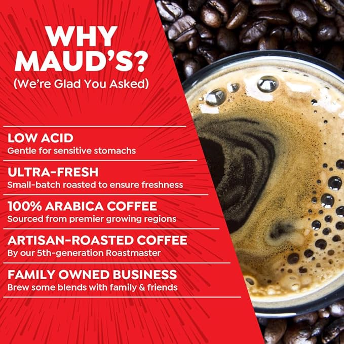 Maud's Double Caffeine Coffee Pods, 18 ct, Dark Roast Coffee in Recyclable Single Serve Pods – 100%