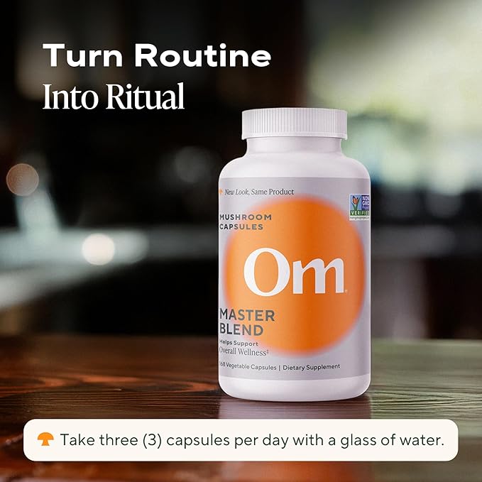 Om Master Blend Mushroom Capsules - Organic Mushroom Supplement with 10 Mushrooms and Ashwagandha