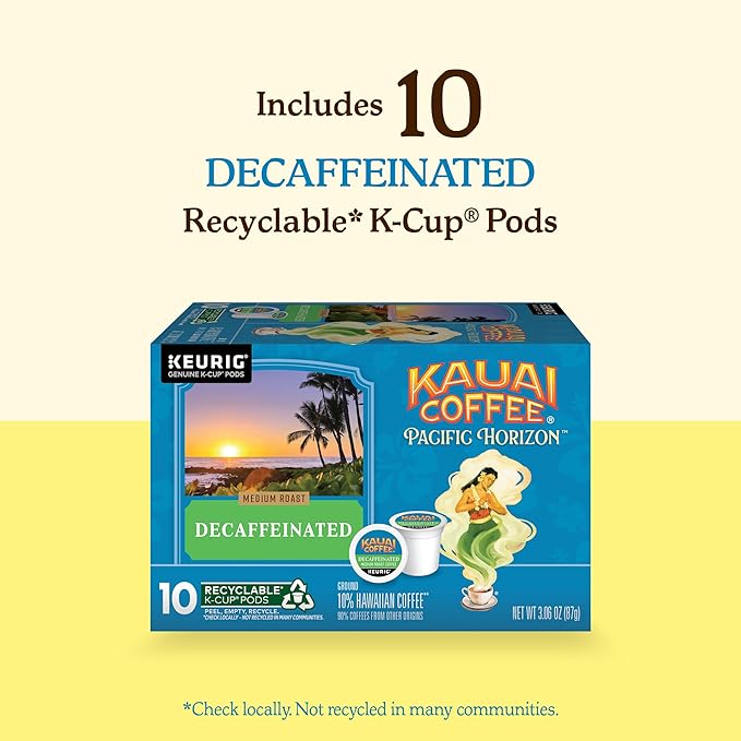 Kauai Coffee K-Cup Pods for Keurig Brewers – Arabica Coffee, 10% Hawaiian – Medium Roast, Bright
