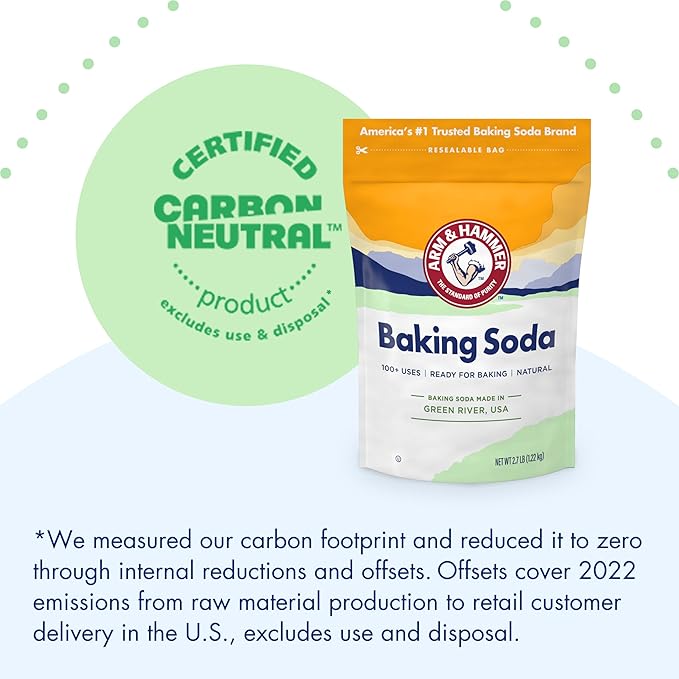 ARM & HAMMER Baking Soda Made in USA, Ideal for Baking, Pure & Natural, 2.7lb Bag
