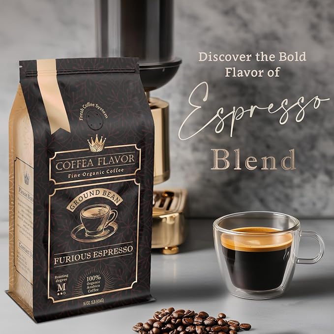 Ground Espresso Coffee ??Organic, Single Origin, Medium Roast, Bold & Smooth ??100% Arabica