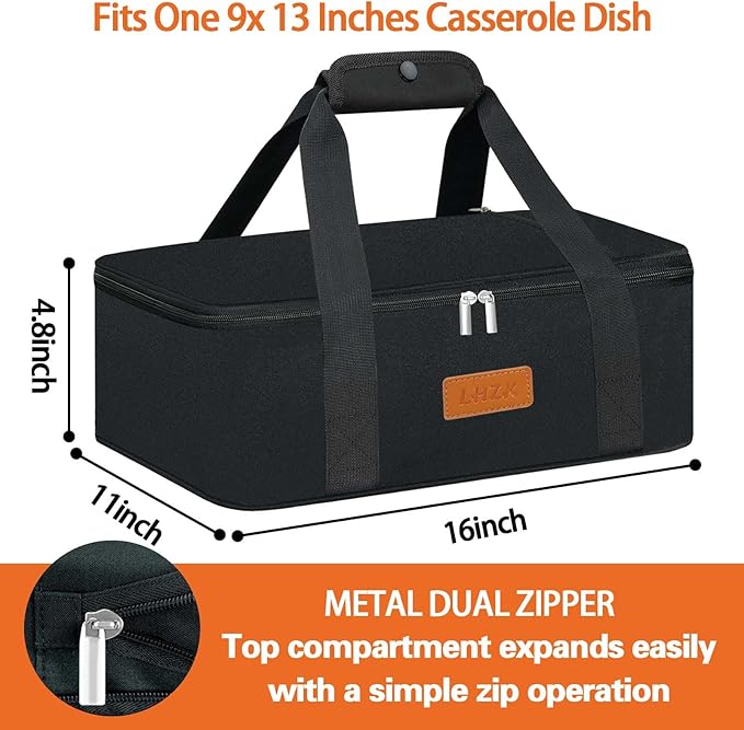 LHZK Insulated Casserole Carriers for Hot or Cold Food, Lasagna Holder Tote for Potluck Parties