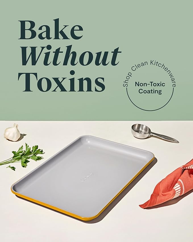Caraway Non-Stick Ceramic Medium Baking Sheet - Naturally Slick Ceramic Coating - Non-Toxic, PTFE &