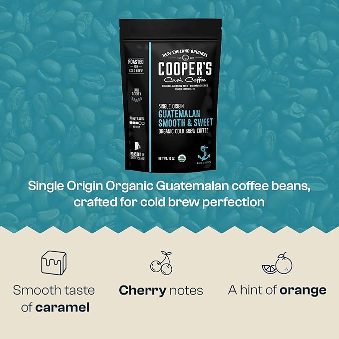 Organic Cold Brew Coffee - Guatemalan Coffee Beans Crafted For Cold Brewing - Whole Bean, Medium