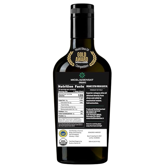 Fruity Medium Organic 500+ mg/kg Polyphenols Rich Italian Extra Virgin Olive Oil from Italy, 2025