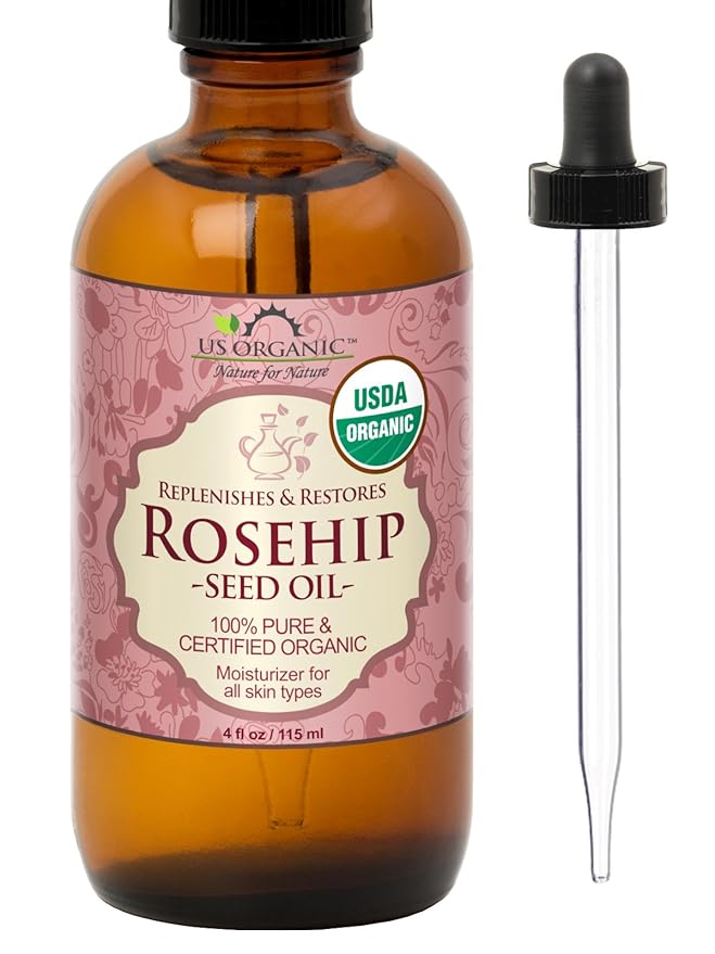 US Organic Rosehip Seed Oil, USDA Certified Organic, Cold Pressed, Virgin Organic, Amber Glass