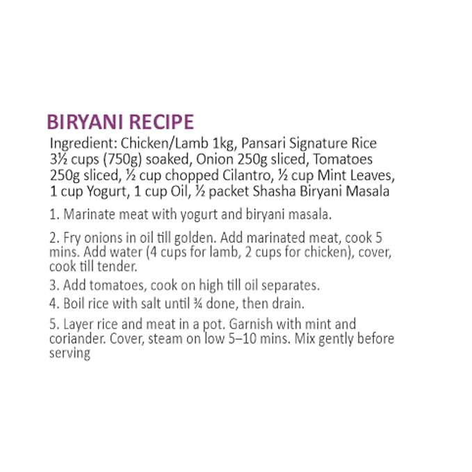 SHASHA Biryani Masala Seasoning Mix – 3.52 oz (Pack of 3) – Perfect for Chicken, Meat & Vegetable