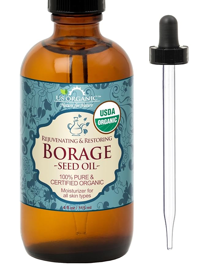 US Organic Borage seed Oil (18% GLA), USDA Certified Organic, 100% Pure & Natural, Cold Pressed