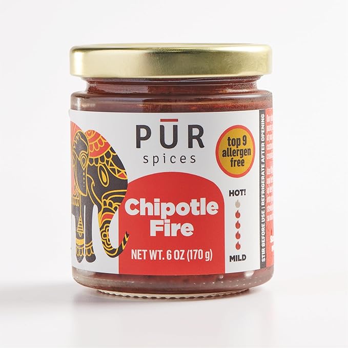 PUR Spices Tasty Gift Box I Set of Three Hot Sauces and Cooking Pastes I Recipe Card and Jar Opener
