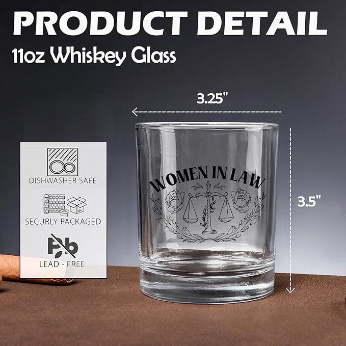 Lawyer Gifts for Women Whiskey Glasses 10 oz, Cool Gifts for Attorneys Lawyers, Women in Law Old