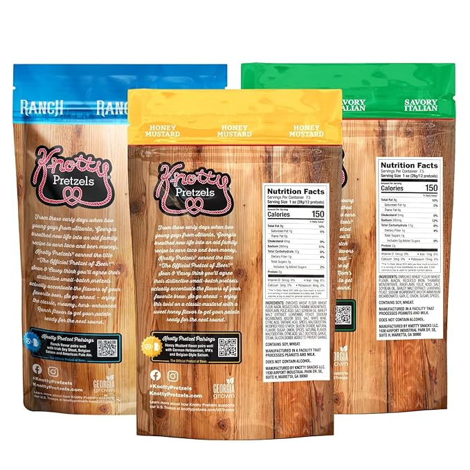 Knotty Pretzels ???쏷he Official Pretzel of Beer??7.5 Ounce Pretzel in Resealable Snacks Bags