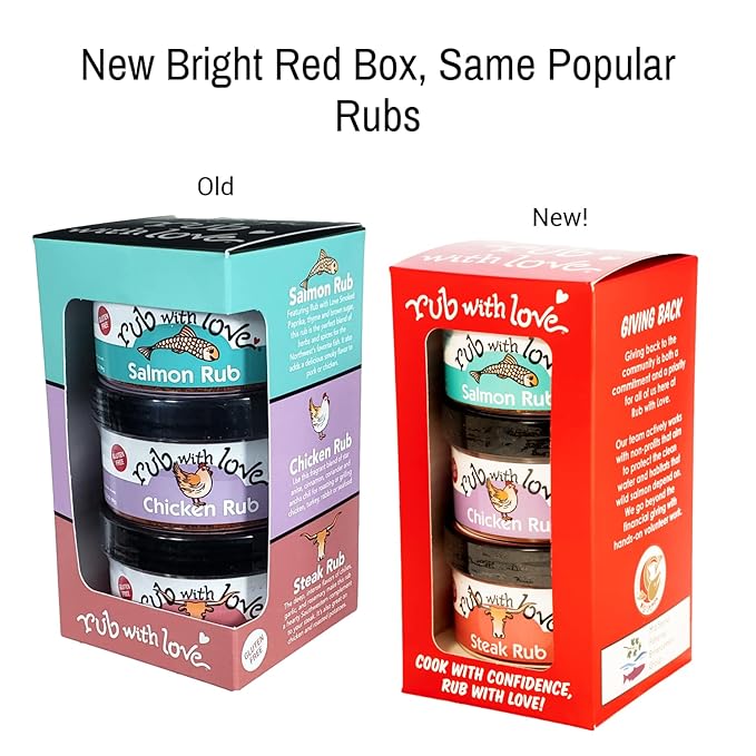 Rub with Love, Everyday Meat Rubs and Seasonings Gift Set (3 Jars) Grilling and BBQ Spices for