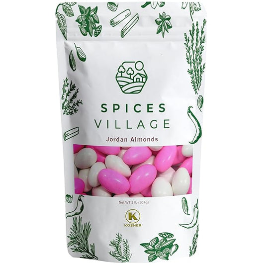 Spices Village Jordan Almonds, Pink and White, Crunchy Candy Coated Almonds, 32 oz, Perfect for