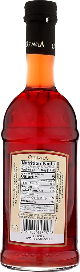 Colavita Raspberry Red Wine Vinegar, Special, 17 Fl Oz (Pack of 2)