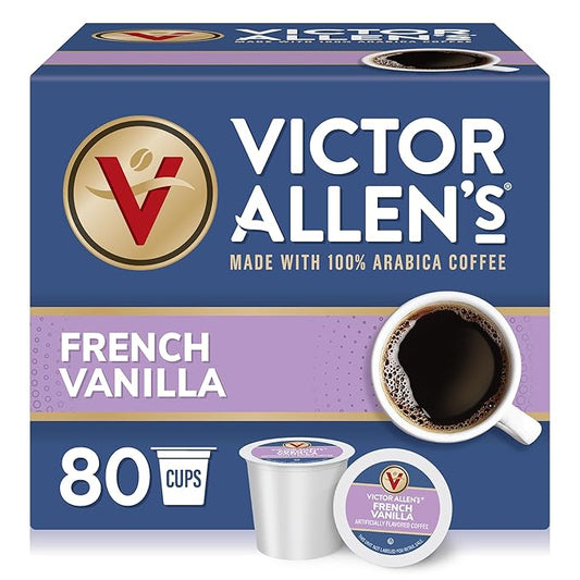 Victor Allen's Coffee French Vanilla Flavored, Medium Roast, 80 Count, Single Serve Coffee Pods for