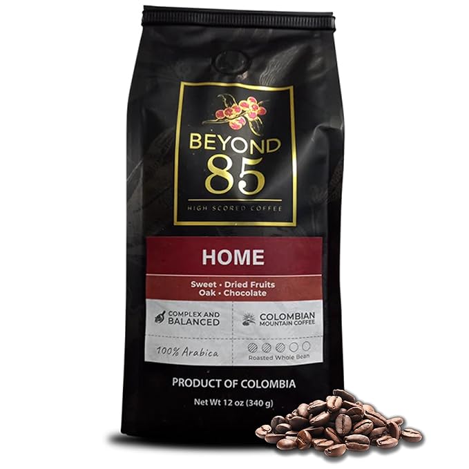 Beyond 85 Home Colombian Coffee ??Espresso - 340g Whole Beans ??Smooth & Rich Roast for Fresh