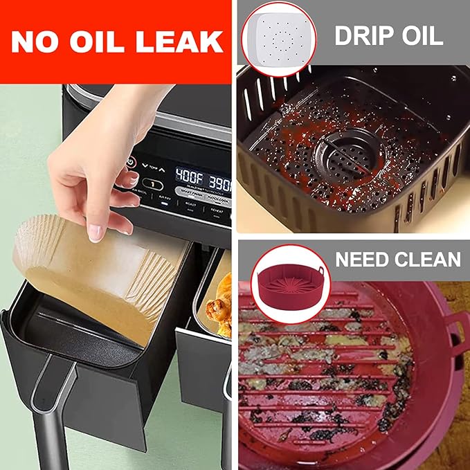 Air Fryer Liner Rectangular for Ninja Foodi Dual Basket 8QT 10QT, Bella Air Fryer Accessories, Air