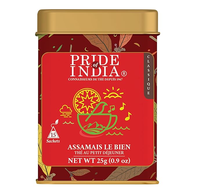 Pride of India | Assamese Gold English Breakfast Blend | 15 Predium Pyramid Full Leaf Individually