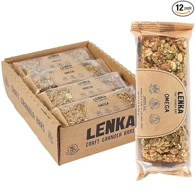 Lenka Bars - Omega Snack Bars, Gluten Free, High Fiber, Kosher, Wholesome, No Artificial Flavors