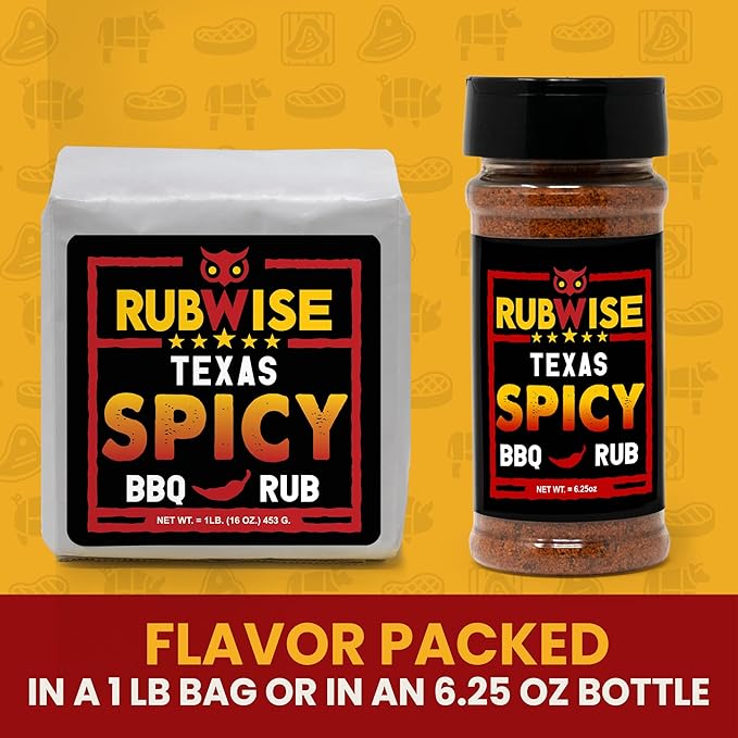 RubWise Texas Style Spicy BBQ Brisket Rub (1 lb) No MSG | Dry Spice Blend Seasonings for Smoking