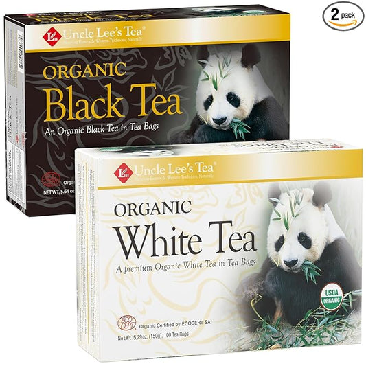 Uncle Lee's Organic White & Black Tea Variety 2-Pack – Premium Organic Tea, Smooth & Bold