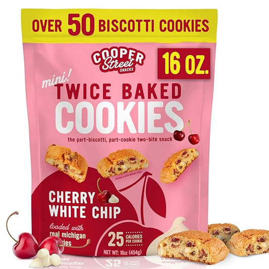 Cooper Street Twice-Baked Cherry White Chip Biscotti Cookies (16 oz) ??Over 50 Biscotti Cookies per