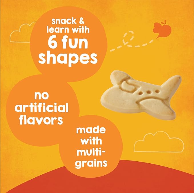 Happy Tot Organic Multi-Grain Cookies Toddler Snack, Fun Transportation Shapes, Vanilla, 4.4 Ounce