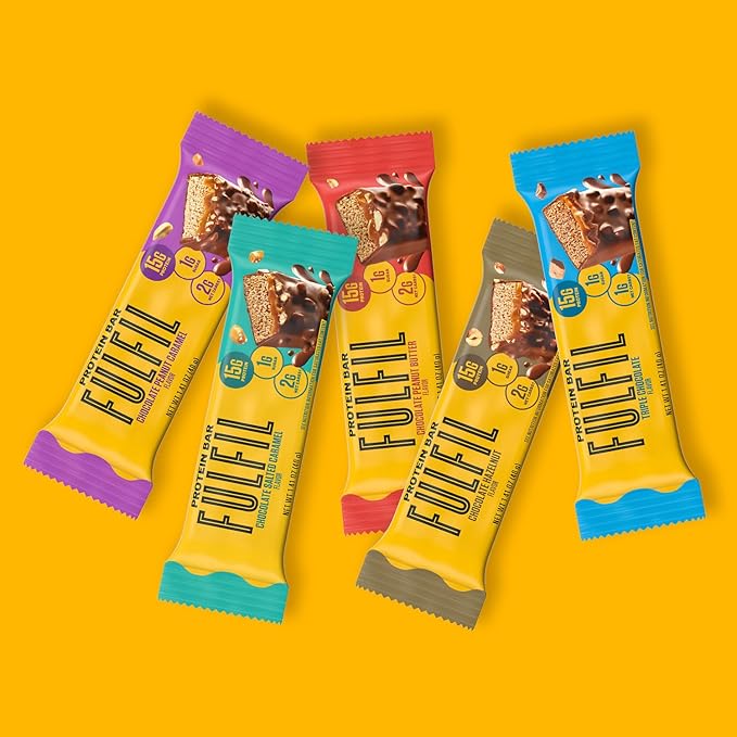 FULFIL Protein Snack Bars, Chocolate Peanut Caramel Flavored, Gluten Free with 15g Protein, Pantry