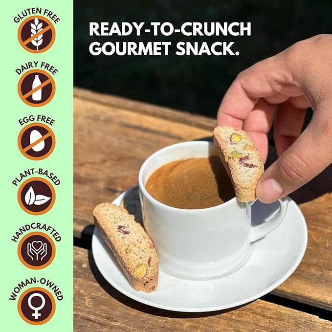 Tutti Gourmet Gluten Free Pistachio & Cranberry Biscotti, 9.9 oz (283g) Resealable Cookie Bag