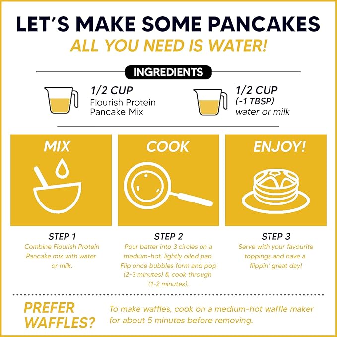 Flourish - Protein Pancake & Waffle Mix, Whey Protein Isolate & Flax Seed, Non-GMO, No Added Sugar