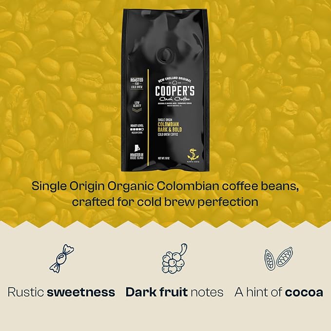 Cold Brew Coffee Colombian Reserve Single Origin Coarsely Ground Coffee - 5 lb. Bag - Dark Roast