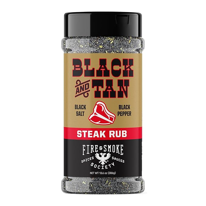 Fire & Smoke Society Black & Tan Steak Seasoning | BBQ Rubs, Steak Rub for Smoking and Grilling