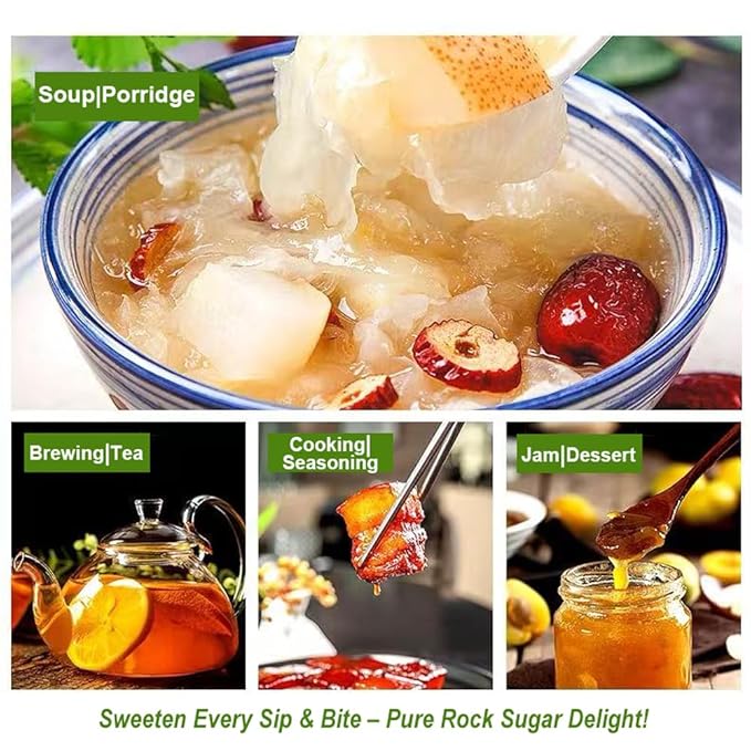 Fraunitsh Natural Rock Sugar, 9.87oz Crystal Rock Sugar Whole for Beverages Baking Cooking pho