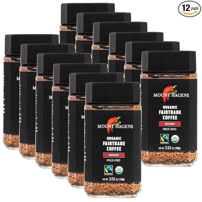 Mount Hagen 3.53oz Organic Freeze Dried Instant Coffee - 12 pack | Eco-friendly Coffee Made From