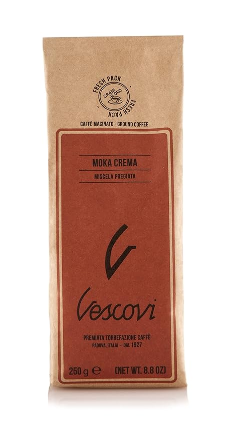 V Vescovi Moka Crema – Premium Italian Ground Espresso – Medium Roast Coffee – For Moka, French