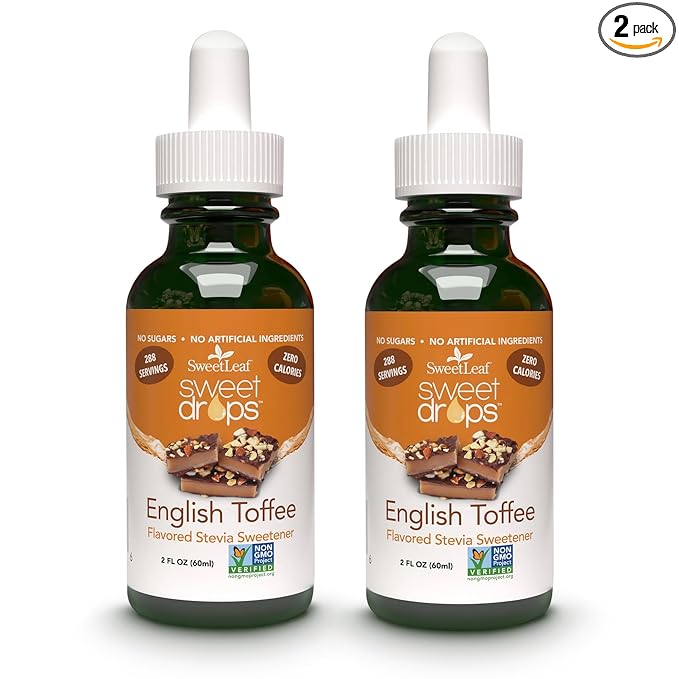 SweetLeaf Stevia Liquid Sweet Drops - English Toffee Flavored Drops, Stevia Liquid Sweetener