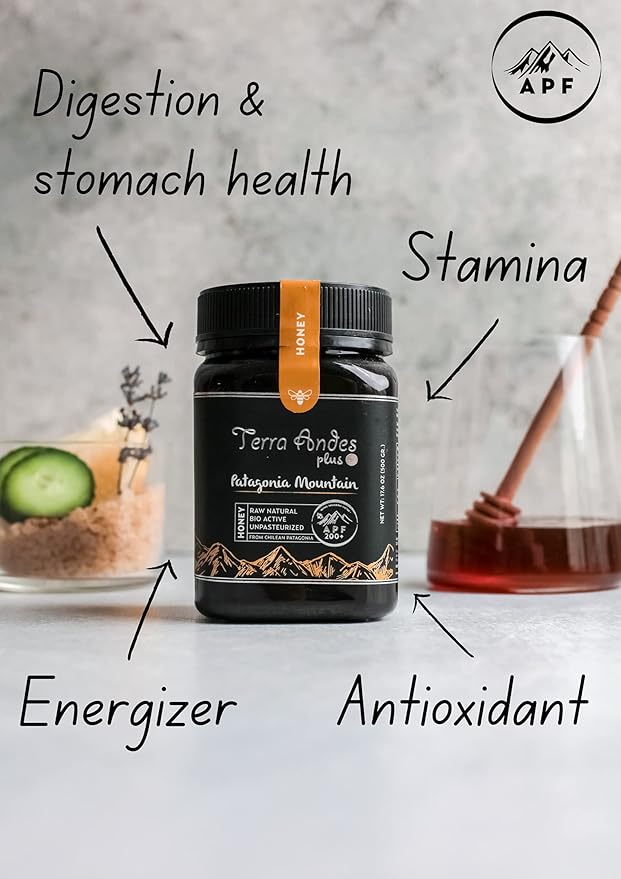 Patagonia Mountain Honey APF 100+ by TERRA ANDES PLUS | Raw natural organic honey. Highest