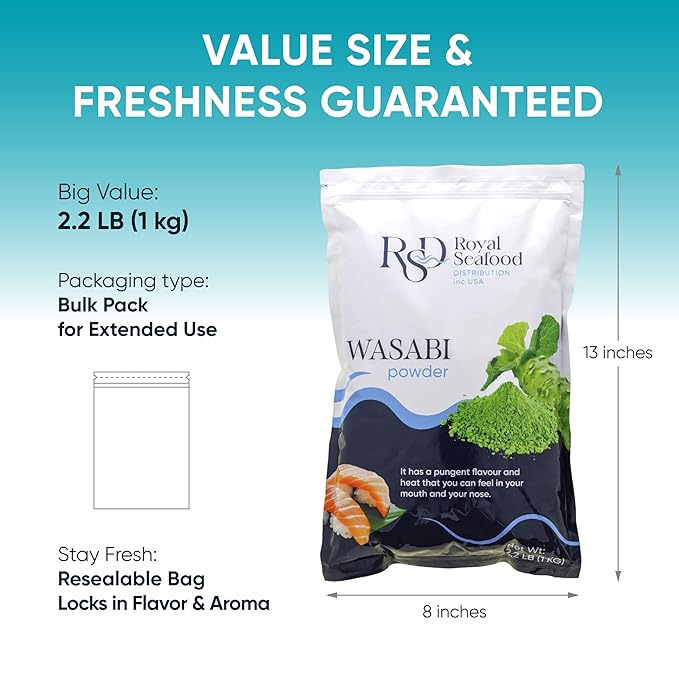 RSF ??Premium Wasabi Powder 2.2 LB (1kg) ??Real Japanese Horseradish Root ??Intense Heat for Sushi