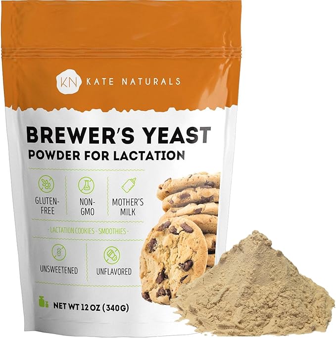 Kate Naturals Brewers Yeast Powder for Lactation Support & Nursing Moms. Debittered Brewer's Yeast