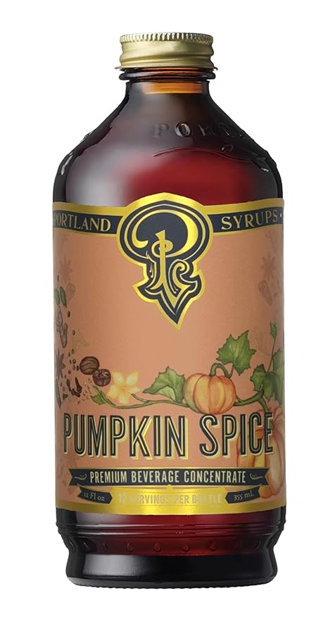 Portland Syrups Pumpkin Spice Syrup - Organic Pumpkin & Ginger Coffee Syrup for Lattes, Mocktails