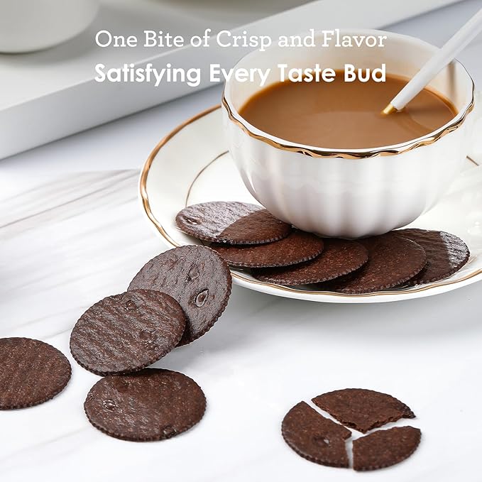 Vloong Cocoa & Chocolate Sweet Snack Cracker, Baked Crisp Cookie Thins with No Artificial Flavors