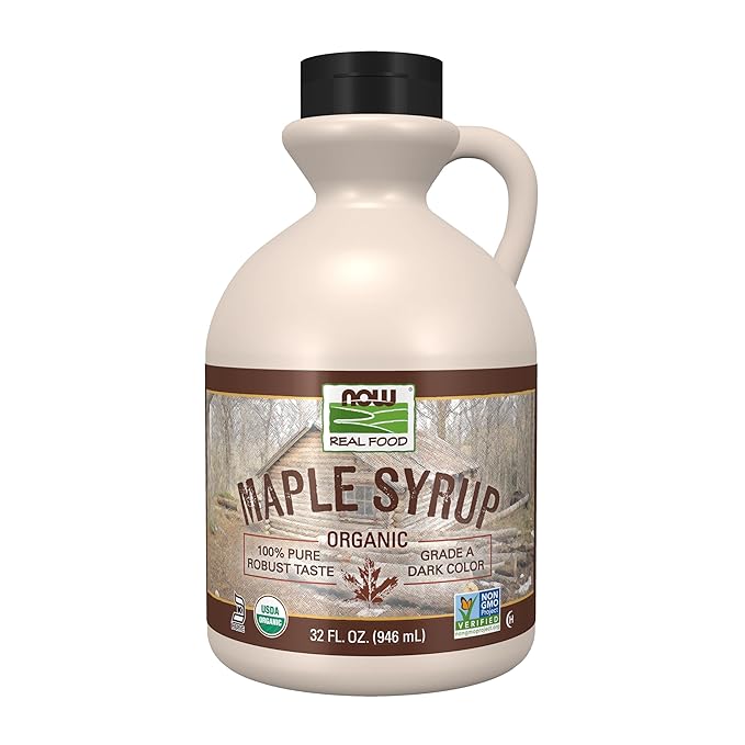 NOW Foods, Certified Organic Maple Syrup, Grade A Dark Color, Certified Non-GMO, Pure, Robust