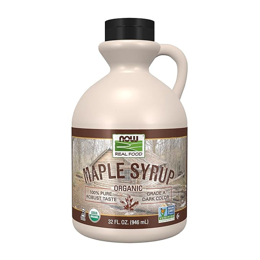NOW Foods, Certified Organic Maple Syrup, Grade A Dark Color, Certified Non-GMO, Pure, Robust