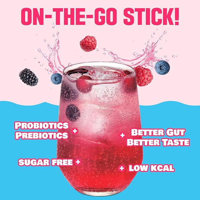TEAZEN Berry Kombucha Tea, Hydration Drink Mix, Sugar Free, Live Probiotics & Prebiotics, 10