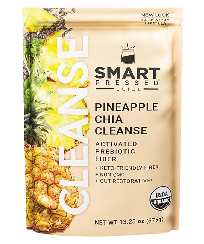 SMART Pressed Juice Pineapple Chia Cleanse | Prebiotic Superfood Plant Based Fiber with Vegan
