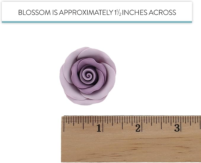 Global Sugar Art Premium Edible Roses, Lavender, Unwired, Medium 1.5 inches, 12 Count by Chef Alan