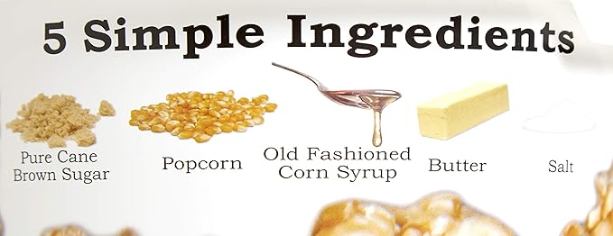 Fisher's Popcorn Caramel Popcorn, Gluten Free, 5 Simple Ingredients, Handmade, No Preservatives, No